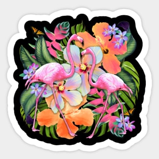 Tropical Vibes Flamingos Sticker